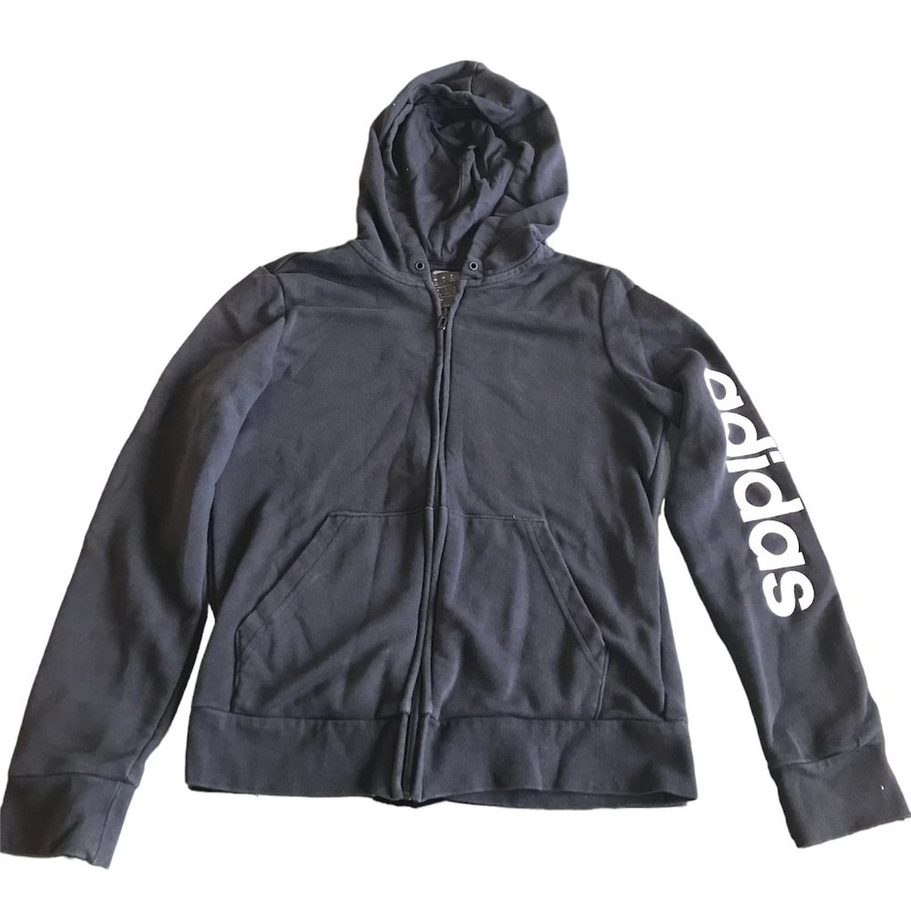 Adidas Sweater Girls Small Black Spell Out Logo Hoodie Sweatshirt